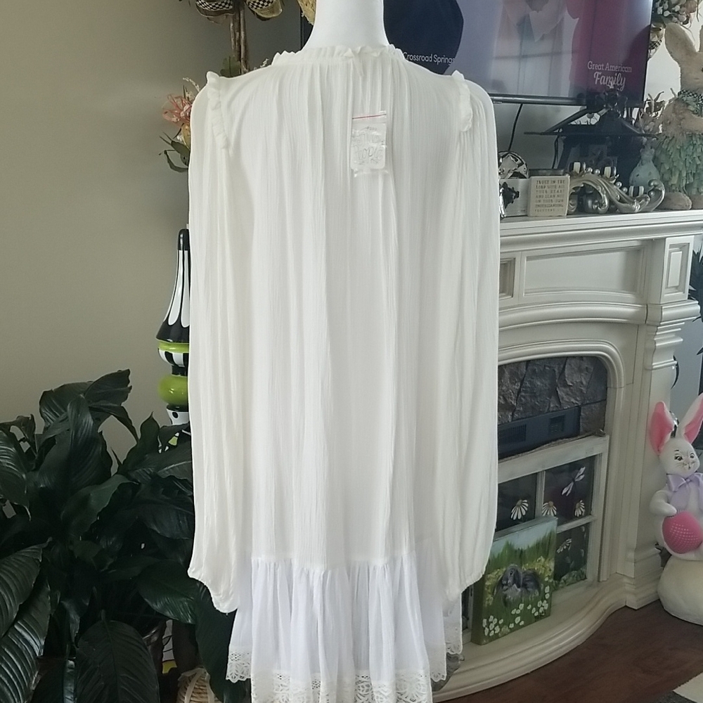Free People White Ruffled Peasant Tunic Dress - Picture 6 of 7